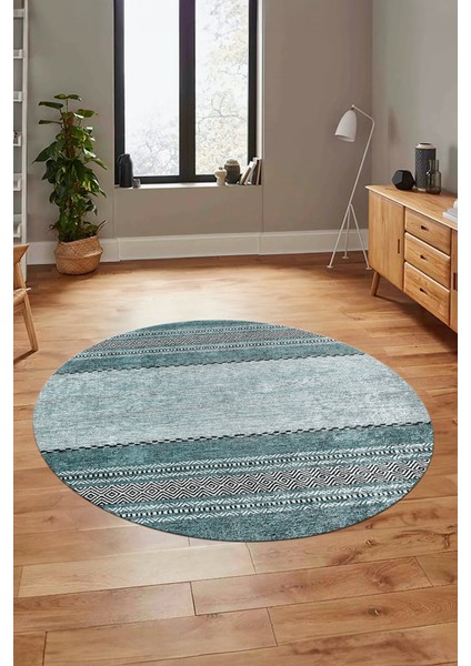 Kilim Desen Özel Tasarım Kaymaz Yıkanabilir Yuvarlak Mutfak Salon Halısı Y-Modern-83-Turkuaz fiyatları