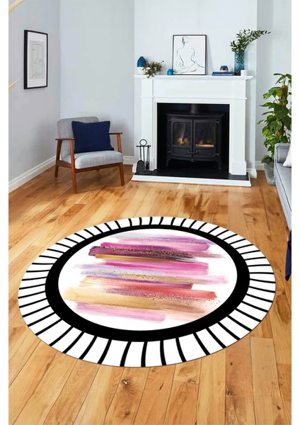 Renkli Modern Desenli Dijital Kaymaz Yıkanabilir Yuvarlak Mutfak Salon Halısı Y-Modern-22-Renkli indirimleri