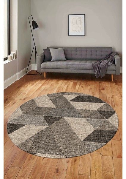 Baskılı Kaymaz Taban Yıkanabilir Modern Şık Yuvarlak Mutfak Salon Halısı Y-Modern-96-Bej fiyatları