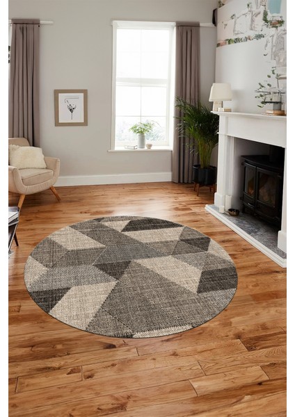 Baskılı Kaymaz Taban Yıkanabilir Modern Şık Yuvarlak Mutfak Salon Halısı Y-Modern-96-Bej modelleri