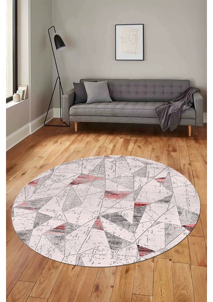 Modern Desen Özel Tasarım Kaymaz Yıkanabilir Yuvarlak Mutfak Salon Halısı Y-Modern-82-Pembe modelleri
