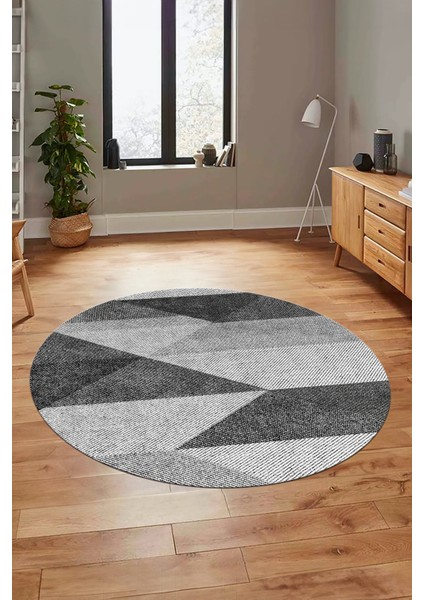 Baskılı Kaymaz Yıkanabilir Modern Yuvarlak Mutfak Halısı Salon Halısı Y-Modern-54-Gri fırsatları