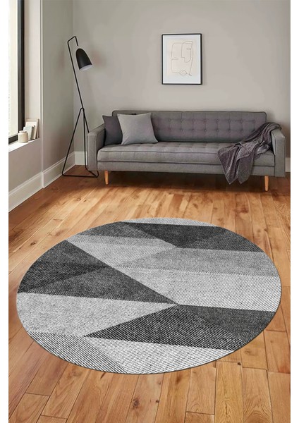 Baskılı Kaymaz Yıkanabilir Modern Yuvarlak Mutfak Halısı Salon Halısı Y-Modern-54-Gri indirimleri