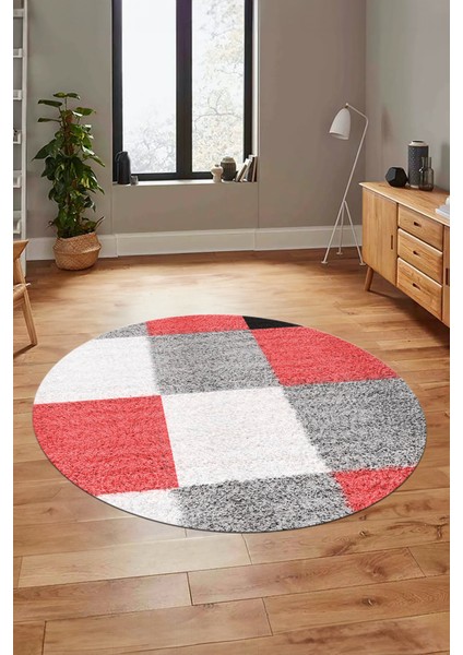3D Baskılı Kaymaz Yıkanabilir Yuvarlak Mutfak Halısı Salon Halısı Y-Modern-53-Pembe fırsatları
