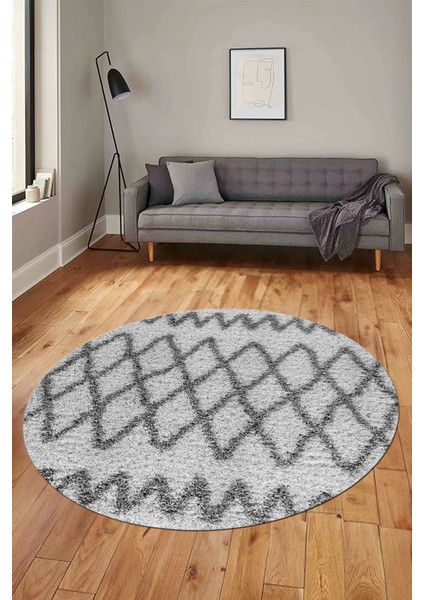 Modern Kilim Desen Dijital Kaymaz Yıkanabilir Yuvarlak Mutfak Salon Halısı Y-Modern-92-Gri fiyatları
