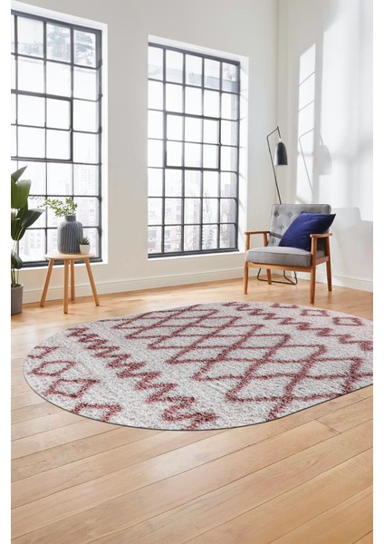 Modern Kilim Desen Dijital Kaymaz Yıkanabilir Oval Yolluk Mutfak Salon Halısı O-Modern-92-Pembe fırsatları