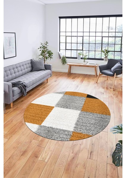 3D Baskılı Kaymaz Yıkanabilir Yuvarlak Mutfak Halısı Salon Halısı Y-Modern-53-Kahve fiyatları