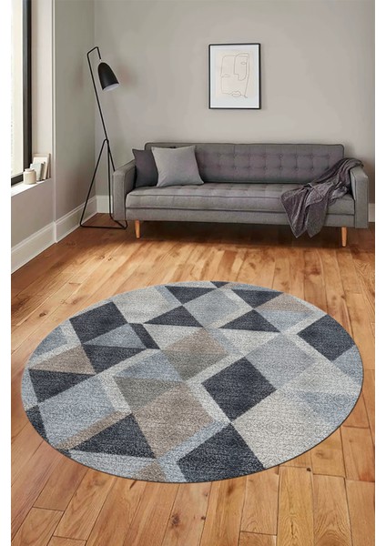 Baklava Desen Baskılı Kaymaz Taban Yıkanabilir Modern Yuvarlak Salon Halısı Y-MODERN-103-RENKLİ fiyatları