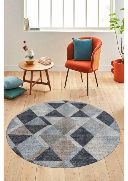 Baklava Desen Baskılı Kaymaz Taban Yıkanabilir Modern Yuvarlak Salon Halısı Y-MODERN-103-RENKLİ indirimleri