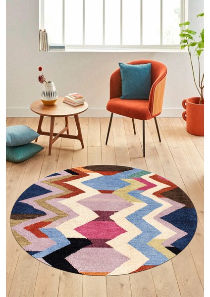 Etnik Modern Desen Dijital Kaymaz Yıkanabilir Yuvarlak Mutfak Salon Halısı Y-Modern-24-Renkli fiyatları