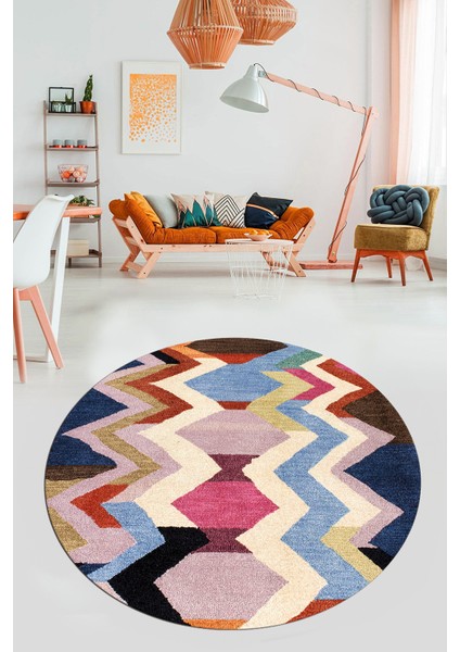Etnik Modern Desen Dijital Kaymaz Yıkanabilir Yuvarlak Mutfak Salon Halısı Y-Modern-24-Renkli modelleri