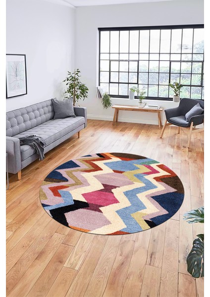 Etnik Modern Desen Dijital Kaymaz Yıkanabilir Yuvarlak Mutfak Salon Halısı Y-Modern-24-Renkli fırsatları