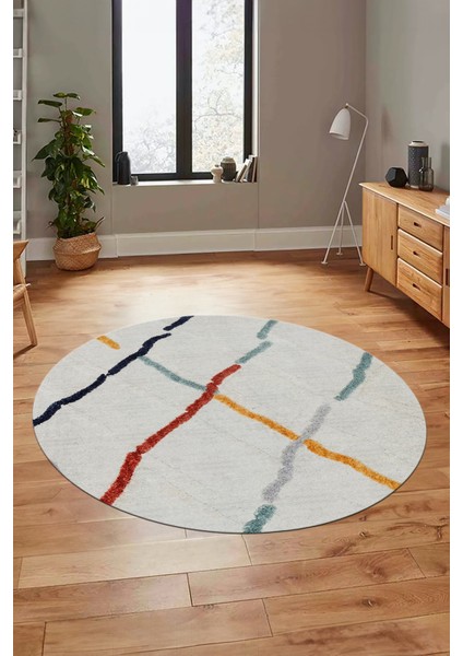 Şık Sade Modern Desenli Dijital Kaymaz Yıkanabilir Yuvarlak Mutfak Salon Halısı Y-Modern-73-Renkli modelleri