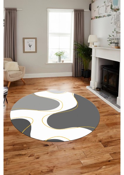 Baskılı Kaymaz Taban Yıkanabilir Modern Yuvarlak Mutfak Salon Halısı Y-MODERN-120-GRİ fiyatları