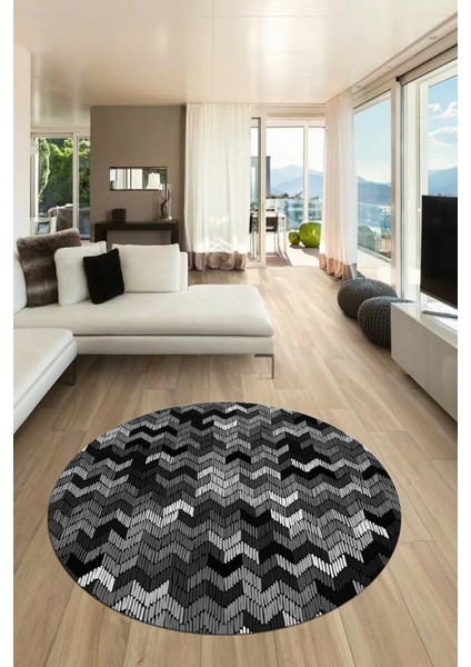 Baskılı Kaymaz Taban Yıkanabilir Renkli Modern Mutfak Yuvarlak Salon Halısı Y-Modern-02-Gri fiyatları