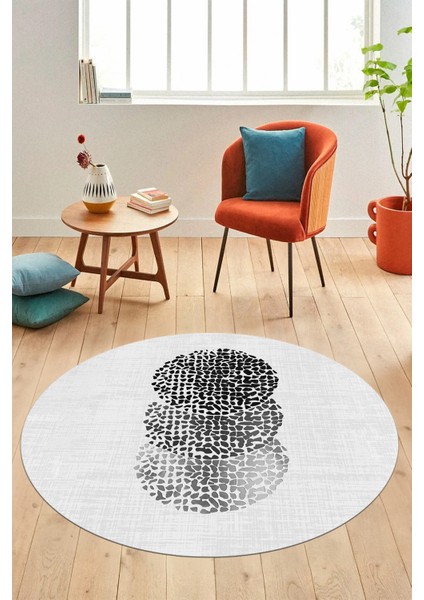 Baskılı Kaymaz Taban Yıkanabilir Modern Mutfak Yuvarlak Salon Halısı Y-Modern-01-Beyaz modelleri