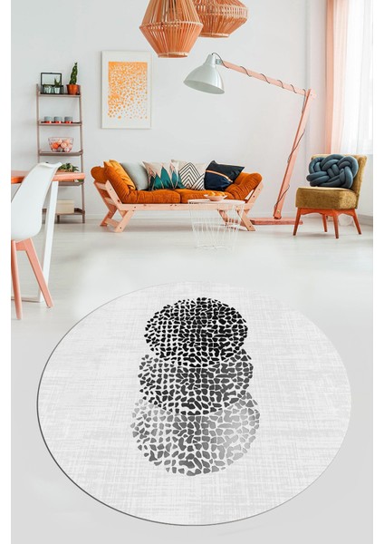 Baskılı Kaymaz Taban Yıkanabilir Modern Mutfak Yuvarlak Salon Halısı Y-Modern-01-Beyaz fırsatları