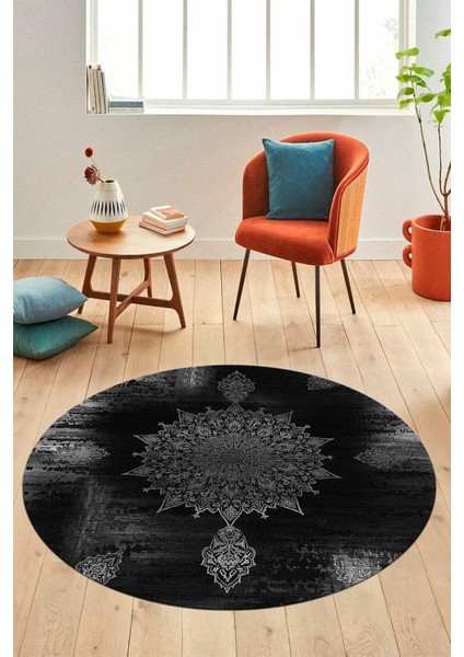 Baskılı Kaymaz Taban Yıkanabilir Göbekli Modern Mutfak Yuvarlak Salon Halısı Y-Modern-06-Gri modelleri