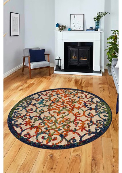 Modern Klasik Desen Dijital Kaymaz Yıkanabilir Yuvarlak Mutfak Salon Halısı Y-Modern-32-Renkli fırsatları
