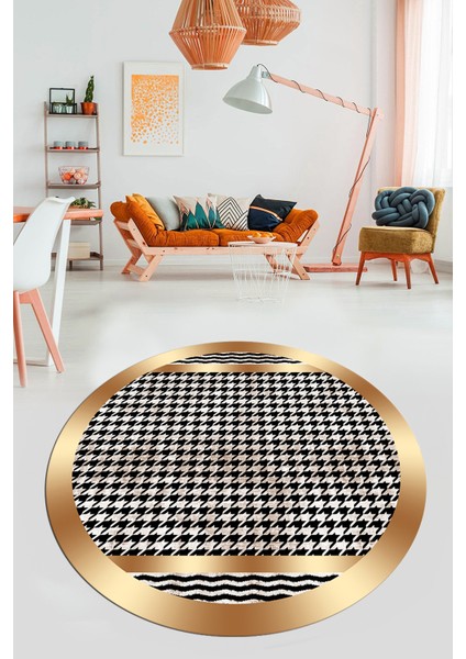 Baskılı Ince Kaymaz Taban Yıkanabilir Sade Modern Mutfak Yuvarlak Salon Halısı Y-Modern-10-Krem fırsatları