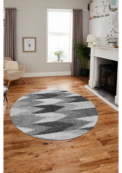 Renkli Desen Baskılı Kaymaz Taban Yıkanabilir Modern Yuvarlak Salon Halısı Y-MODERN-104-GRİ modelleri