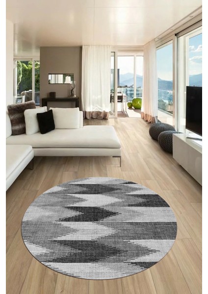 Renkli Desen Baskılı Kaymaz Taban Yıkanabilir Modern Yuvarlak Salon Halısı Y-MODERN-104-GRİ fırsatları