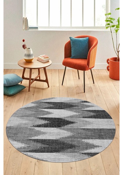 Renkli Desen Baskılı Kaymaz Taban Yıkanabilir Modern Yuvarlak Salon Halısı Y-MODERN-104-GRİ indirimleri
