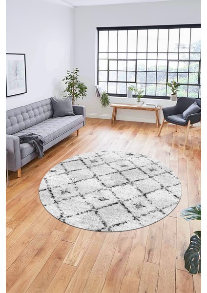 Baskılı Kaymaz Yıkanabilir Kilim Desen Yuvarlak Mutfak Halısı Salon Halısı Y-Modern-57-Gri fiyatları