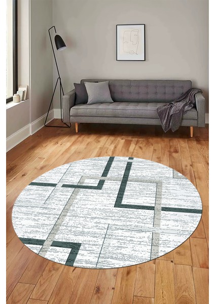 Sade Desen Modern Tasarım Kaymaz Yıkanabilir Yuvarlak Mutfak Salon Halısı Y-Modern-80-Mavi modelleri