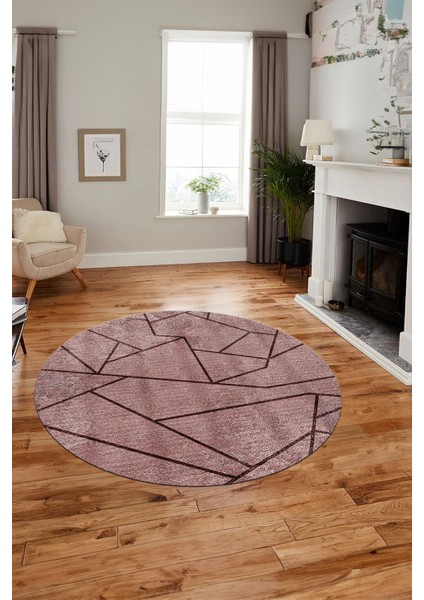 Sade Desenli Baskılı Kaymaz Taban Yıkanabilir Yuvarlak Mutfak Salon Halısı Y-MODERN-117-BORDO fiyatları