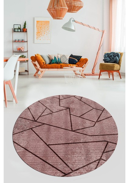 Sade Desenli Baskılı Kaymaz Taban Yıkanabilir Yuvarlak Mutfak Salon Halısı Y-MODERN-117-BORDO indirimleri