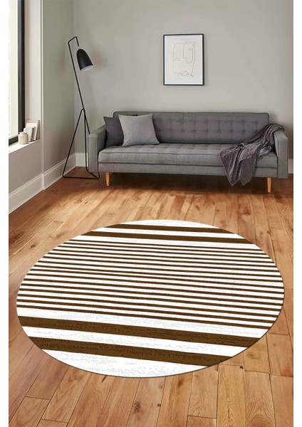 Baskılı Kaymaz Yıkanabilir Sade Modern Yuvarlak Mutfak Halısı Salon Halısı Y-Modern-63-Kahve fırsatları