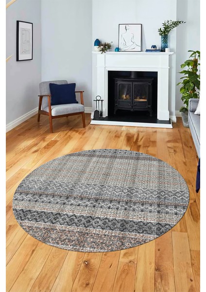 Baskılı Kaymaz Yıkanabilir Şık Kilim Desen Yuvarlak Mutfak Halısı Salon Halısı Y-Modern-70-Renkli fiyatları