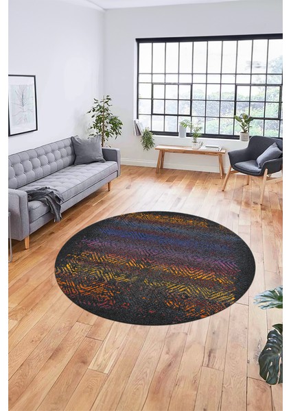 Sade Modern Desen Dijital Kaymaz Yıkanabilir Yuvarlak Mutfak Salon Halısı Y-Modern-28-Renkli fırsatları