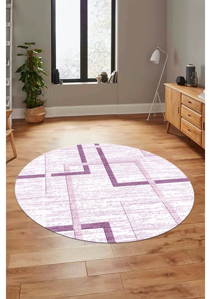 Sade Desen Modern Tasarım Kaymaz Yıkanabilir Yuvarlak Mutfak Salon Halısı Y-Modern-80-Mor fiyatları