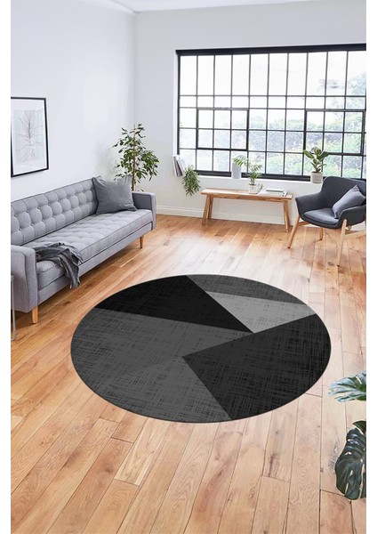 Baskılı Kaymaz Yıkanabilir Modern Yuvarlak Mutfak Salon Halısı Y-Modern-38-Antrasit modelleri