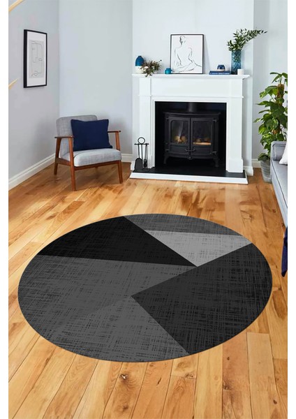 Baskılı Kaymaz Yıkanabilir Modern Yuvarlak Mutfak Salon Halısı Y-Modern-38-Antrasit fırsatları