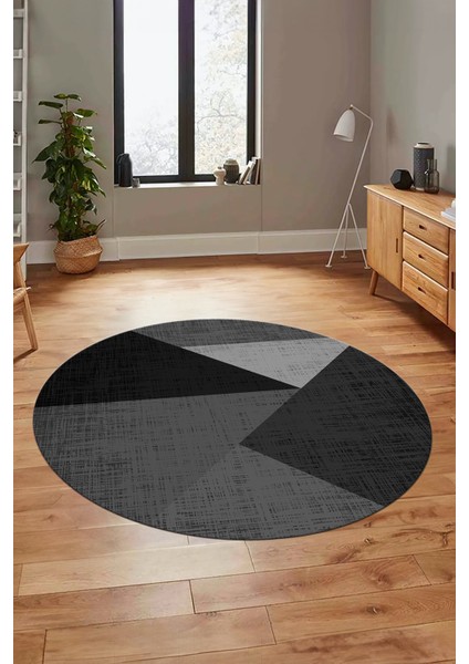 Baskılı Kaymaz Yıkanabilir Modern Yuvarlak Mutfak Salon Halısı Y-Modern-38-Antrasit indirimleri