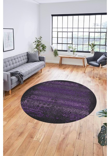 Sade Modern Desen Dijital Kaymaz Yıkanabilir Yuvarlak Mutfak Salon Halısı Y-Modern-28-Mor fırsatları