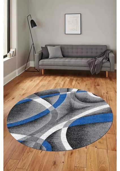 3D Baskılı Kaymaz Taban Yıkanabilir Modern Yuvarlak Mutfak Salon Halısı Y-Modern-97-Mavi fiyatları