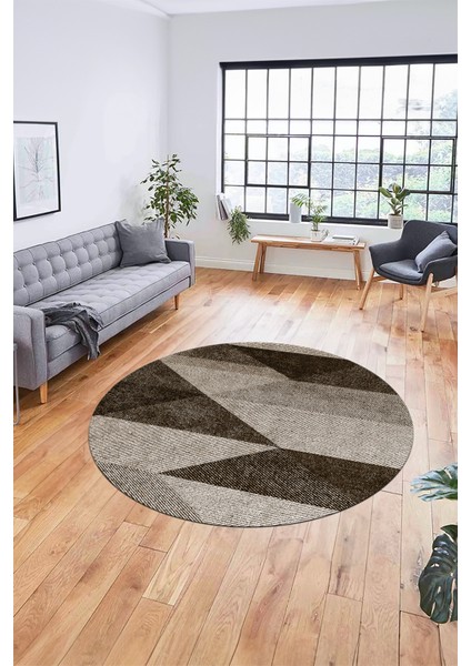 Baskılı Kaymaz Yıkanabilir Modern Yuvarlak Mutfak Halısı Salon Halısı Y-Modern-54-Kahve fiyatları