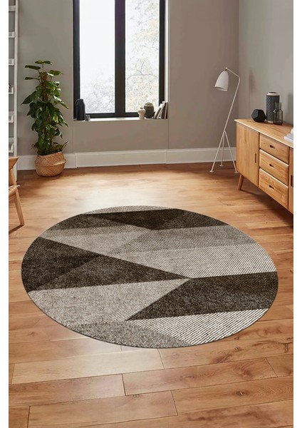 Baskılı Kaymaz Yıkanabilir Modern Yuvarlak Mutfak Halısı Salon Halısı Y-Modern-54-Kahve fırsatları