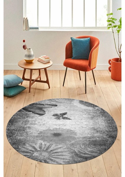 Baskılı Kaymaz Taban Yıkanabilir Modern Yuvarlak Mutfak Salon Halısı Y-MODERN-109-GRİ fırsatları