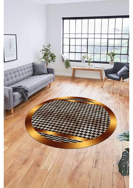Baskılı Ince Kaymaz Taban Yıkanabilir Sade Modern Mutfak Yuvarlak Salon Halısı Y-Modern-10-Kahve indirimleri