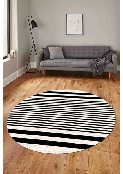 Baskılı Kaymaz Yıkanabilir Sade Modern Yuvarlak Mutfak Halısı Salon Halısı Y-Modern-63-Siyah fırsatları
