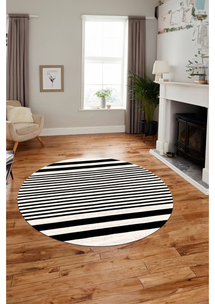Baskılı Kaymaz Yıkanabilir Sade Modern Yuvarlak Mutfak Halısı Salon Halısı Y-Modern-63-Siyah indirimleri