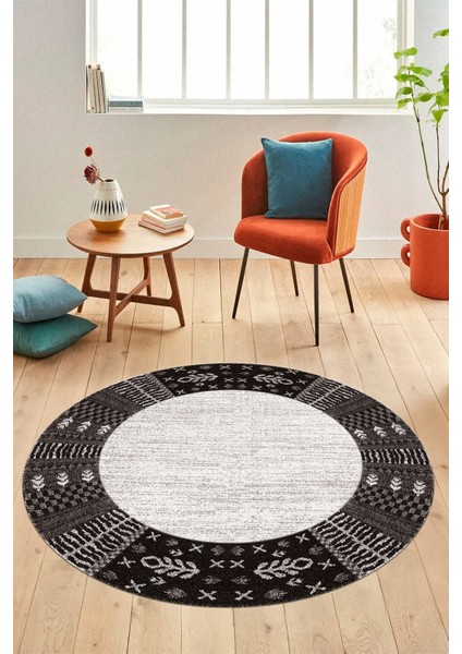 Etnik Baskılı Kaymaz Taban Yıkanabilir Yuvarlak Mutfak Salon Halısı Y-MODERN-119-VİZON fırsatları
