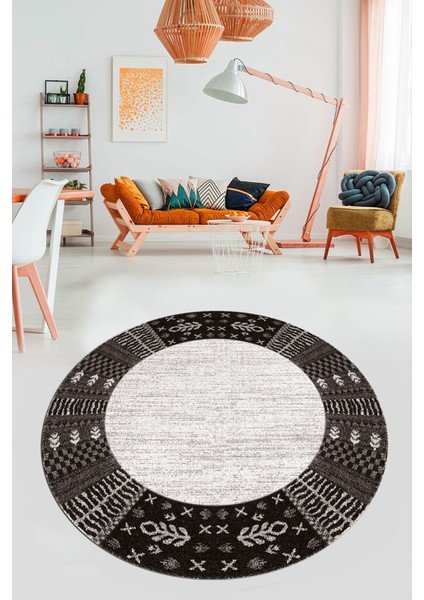 Etnik Baskılı Kaymaz Taban Yıkanabilir Yuvarlak Mutfak Salon Halısı Y-MODERN-119-VİZON indirimleri