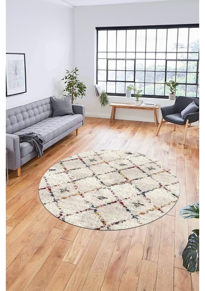 Baskılı Kaymaz Yıkanabilir Kilim Desen Yuvarlak Mutfak Halısı Salon Halısı Y-Modern-57-Renkli