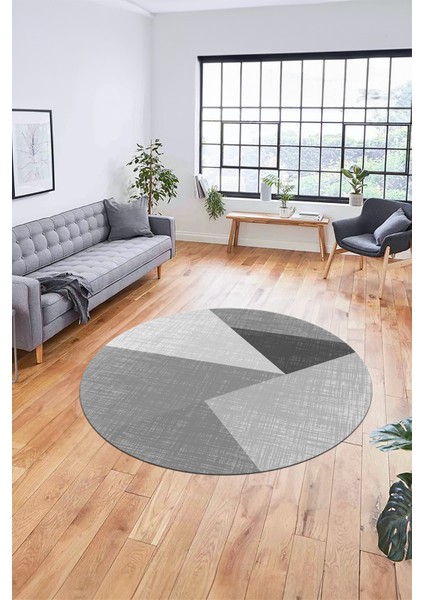 Baskılı Kaymaz Yıkanabilir Modern Yuvarlak Mutfak Salon Halısı Y-Modern-38-Gri modelleri